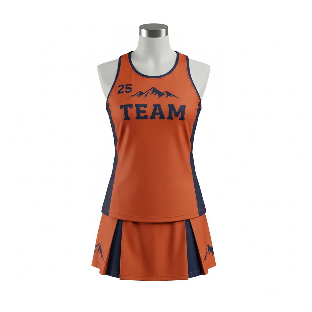 Custom Lacrosse Women Lacrosse Uniform - Burnt, Orange, Navy - Women S Uniform Upstate Mountain - Front View - HAMCO Sports Inc.