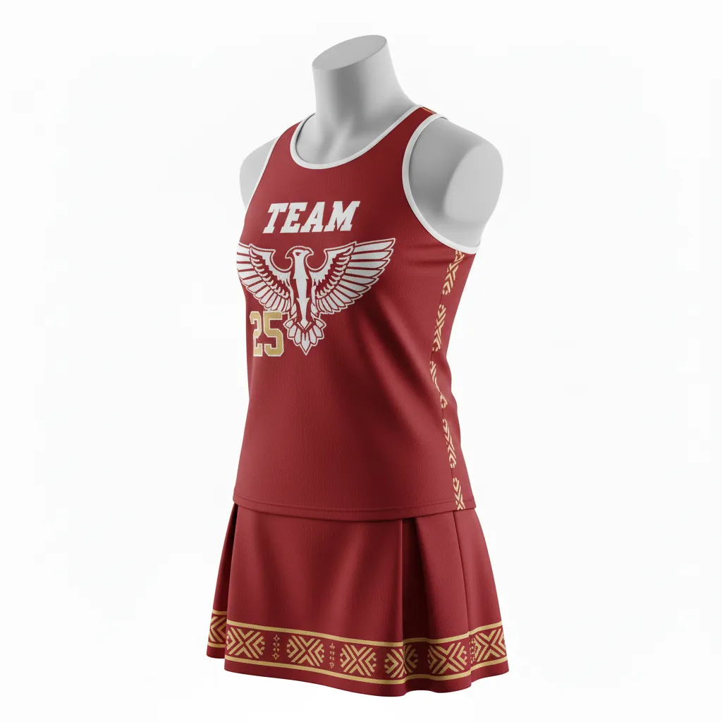 Custom Lacrosse Women Lacrosse Uniform - Red, White - Women S Uniform Cardinal Thunderbird Spirit - Front View - HAMCO Sports Inc.