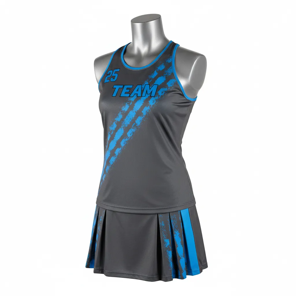 Custom Lacrosse Women Lacrosse Uniform - Blue - Women S Uniform Charcoal Electric Cleat Marks Trail - Front View - HAMCO Sports Inc.