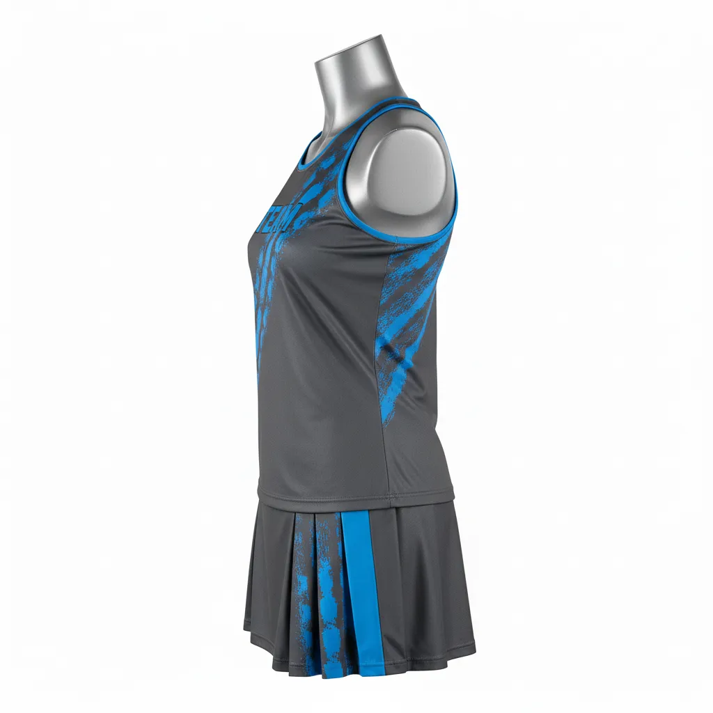 Custom Lacrosse Women Lacrosse Uniform - Blue - Women S Uniform Charcoal Electric Cleat Marks Trail - Side View - HAMCO Sports Inc.