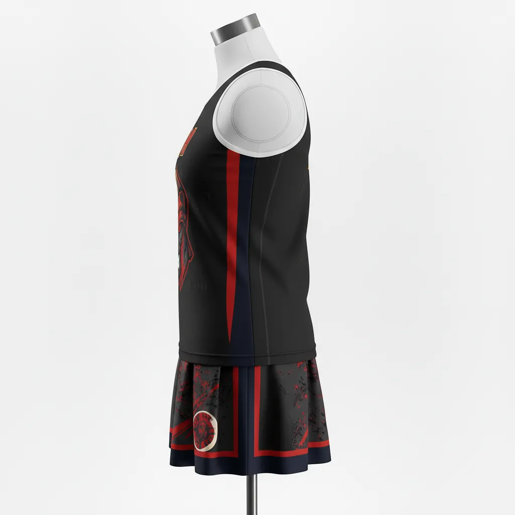 Custom Lacrosse Women Lacrosse Uniform - Red - Women S Uniform Charcoal Warrior Spirit - Side View - HAMCO Sports Inc.
