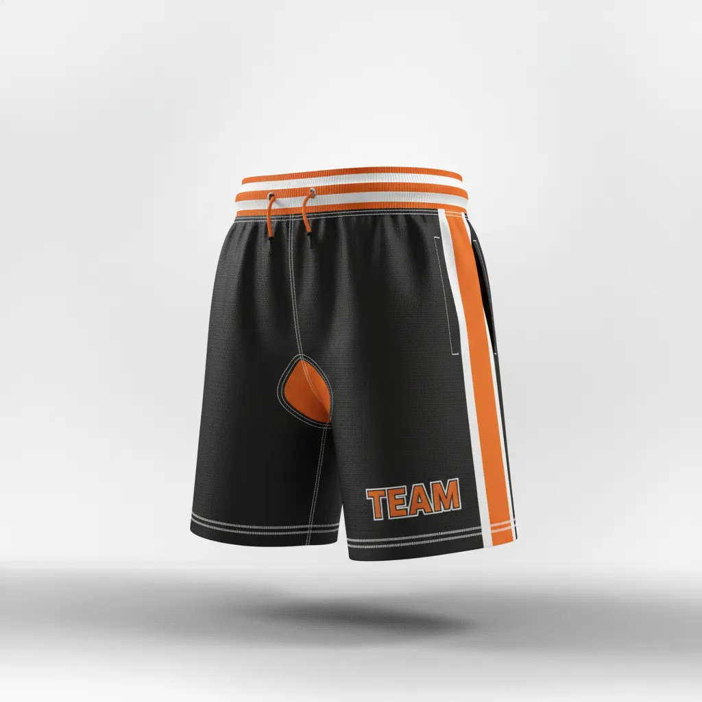 Custom Rugby Classic Rugby Shorts - Orange, White - Classic Rugby Shorts All Blacks - Front View - HAMCO Sports Inc.
