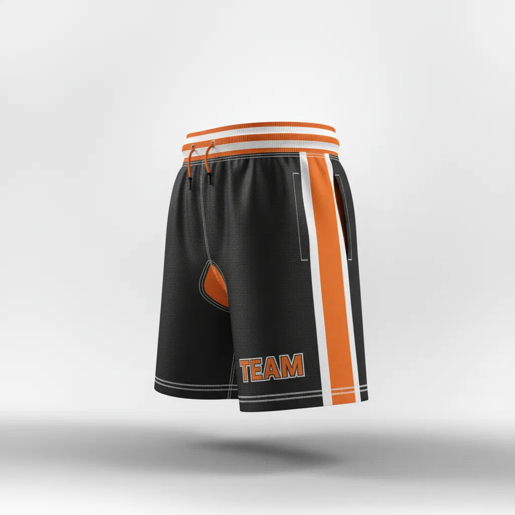 Custom Rugby Classic Rugby Shorts - Orange, White - Classic Rugby Shorts All Blacks - Side View - HAMCO Sports Inc.