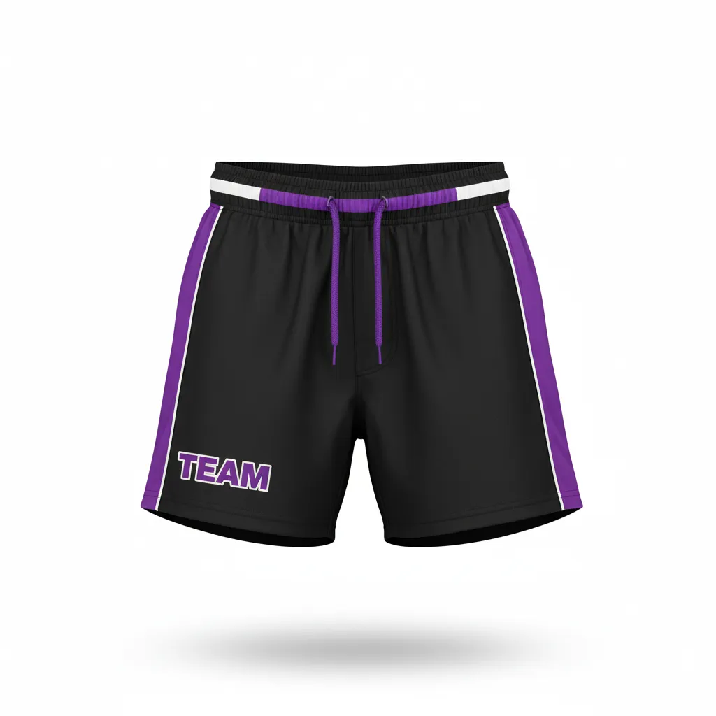 Custom Rugby Classic Rugby Shorts - Purple, White - Classic Rugby Shorts All Blacks - Front View - HAMCO Sports Inc.