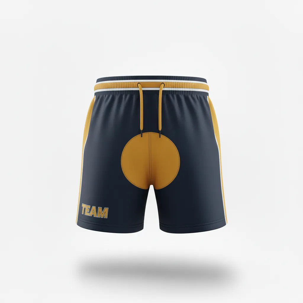 Custom Rugby Classic Rugby Shorts - Gold, White - Classic Rugby Shorts All Blacks Vegas - Front View - HAMCO Sports Inc.