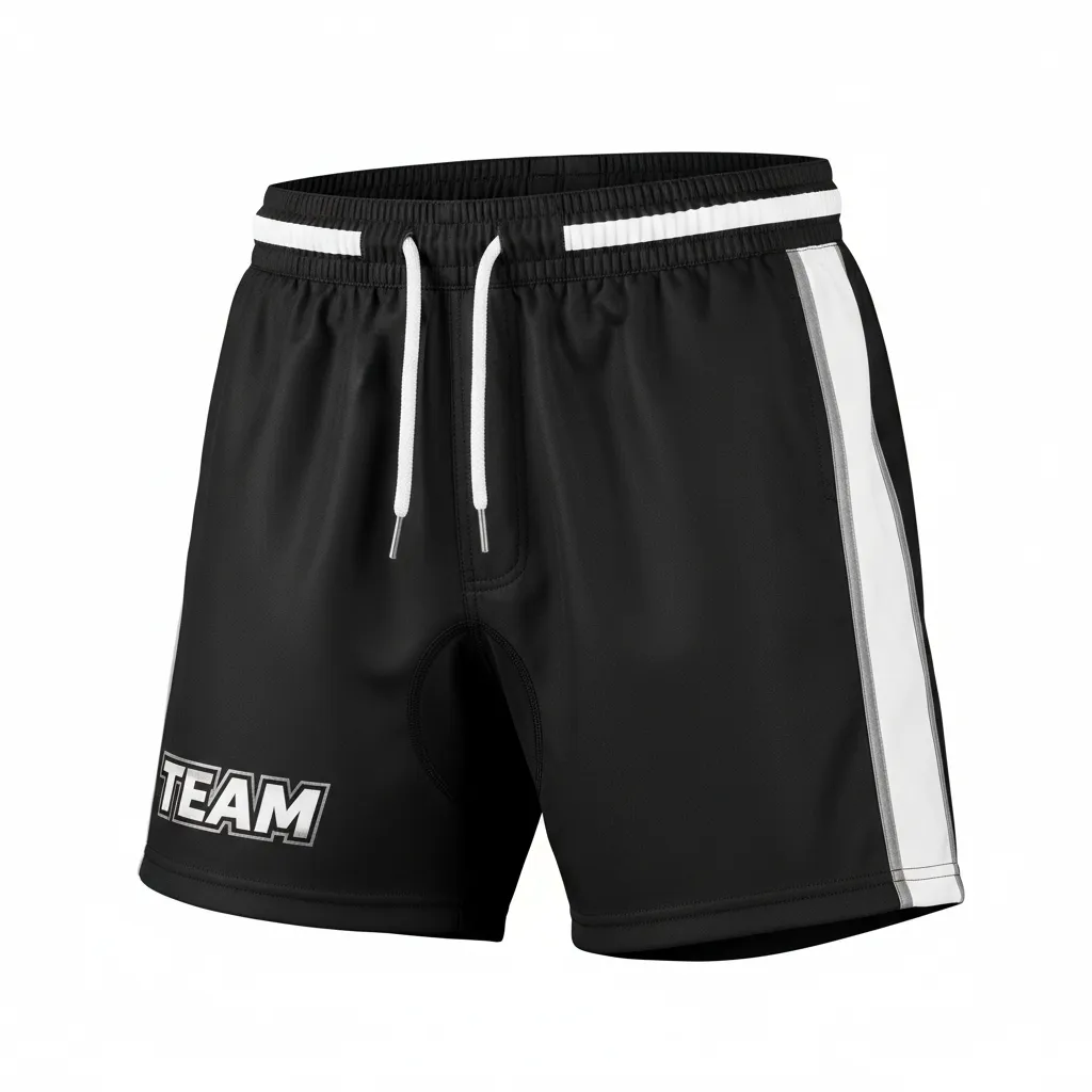 Custom Rugby Classic Rugby Shorts - White, Silver - Classic Rugby Shorts All Blacks - Front View - HAMCO Sports Inc.