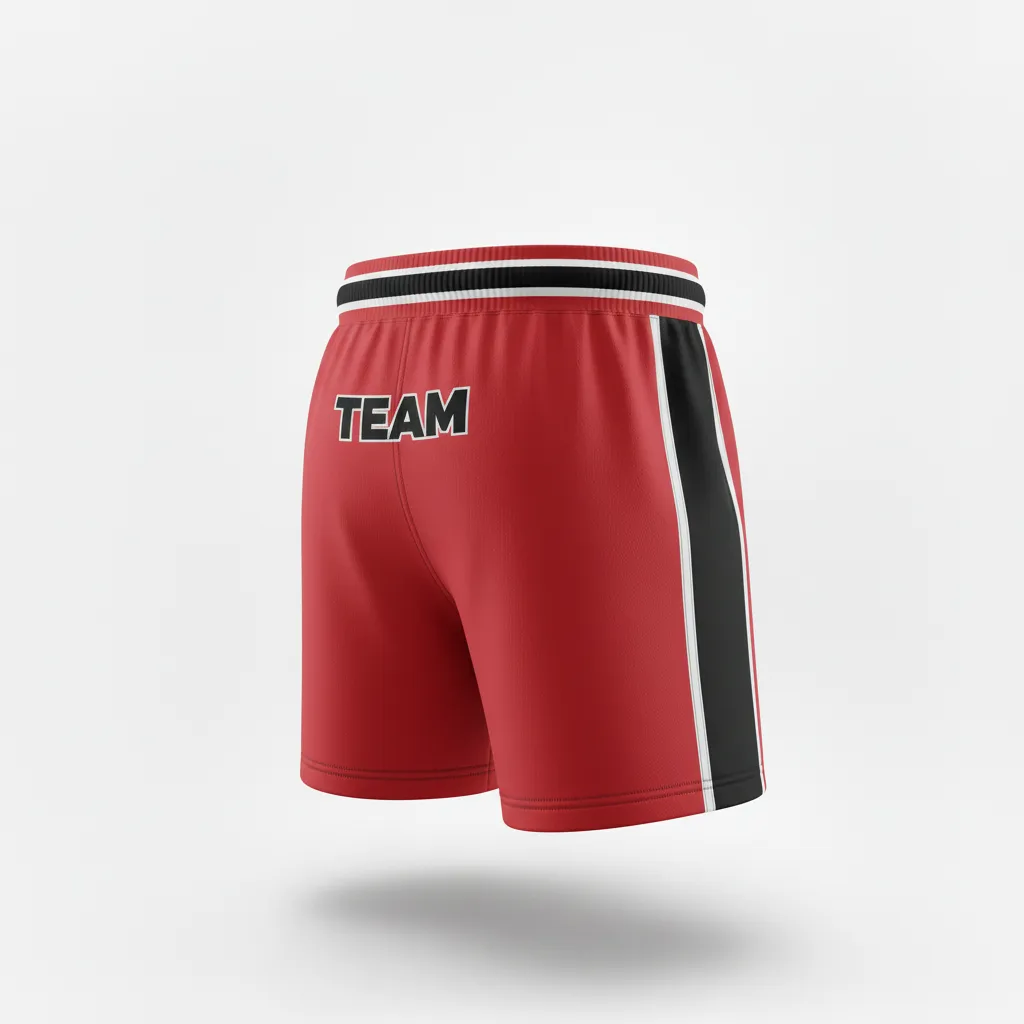 Custom Rugby Classic Rugby Shorts - Red, White - Classic Rugby Shorts Athletic All Blacks - Back View - HAMCO Sports Inc.