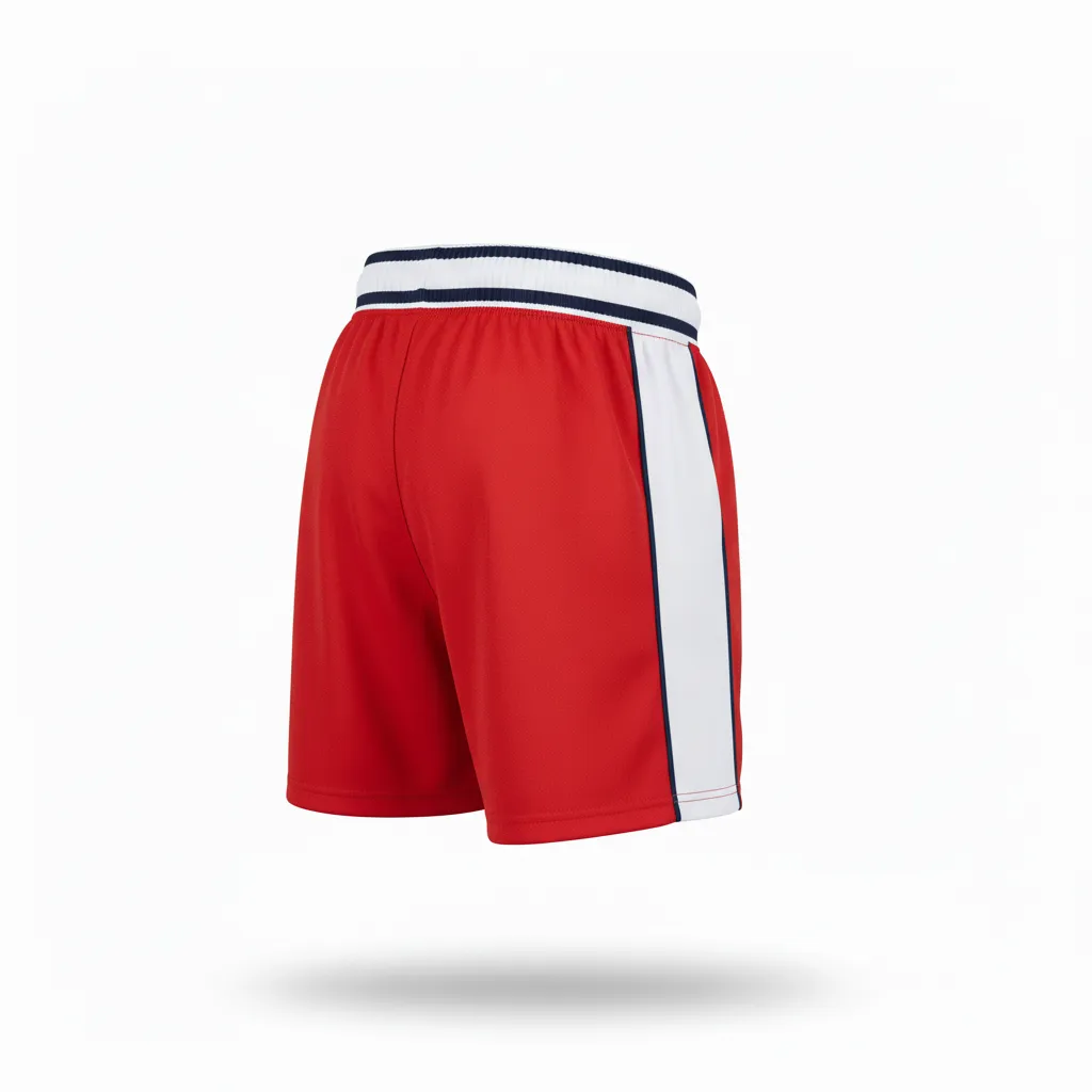 Custom Rugby Classic Rugby Shorts - Red, White, Navy - Classic Rugby Shorts Athletic - Back View - HAMCO Sports Inc.