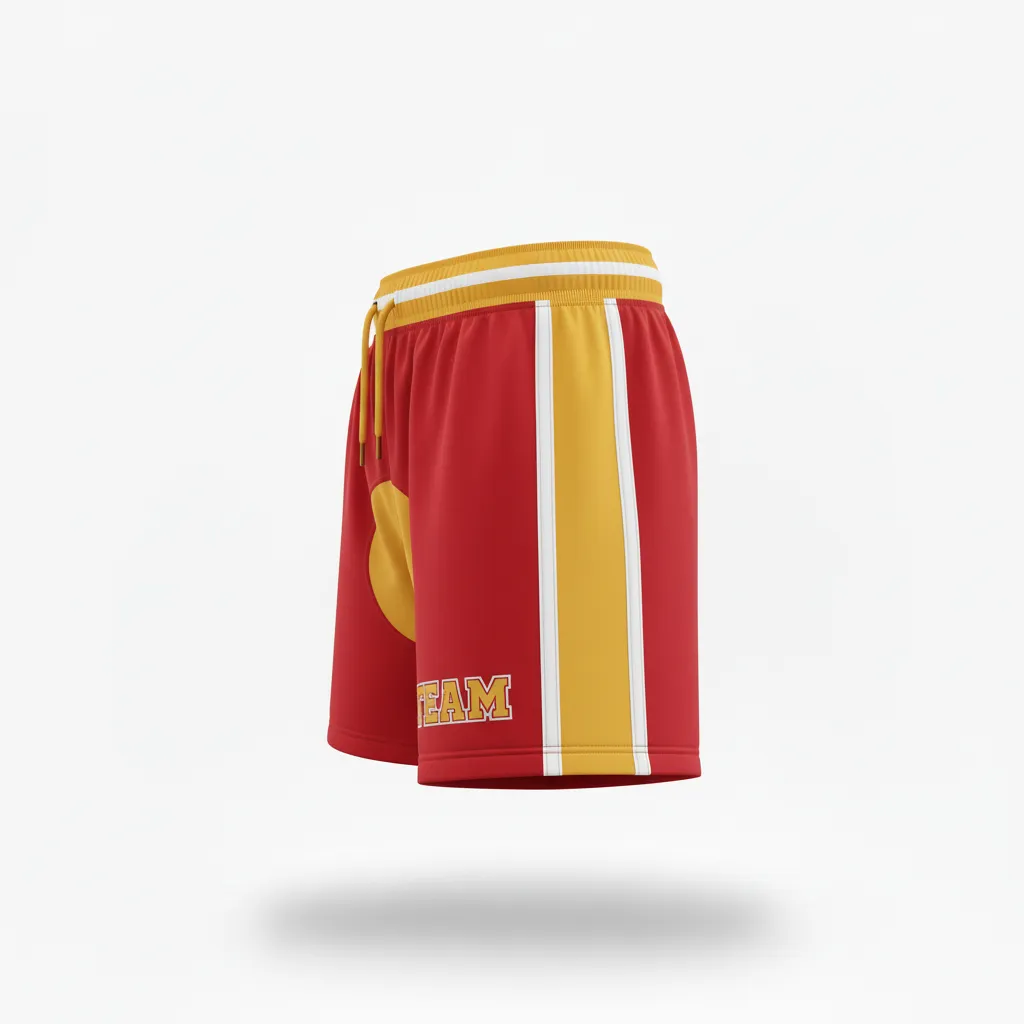 Custom Rugby Classic Rugby Shorts - Burgundy, Gold, White - Custom Rugby Classic Rugby Shorts Vegas - Side View - HAMCO Sports Inc.