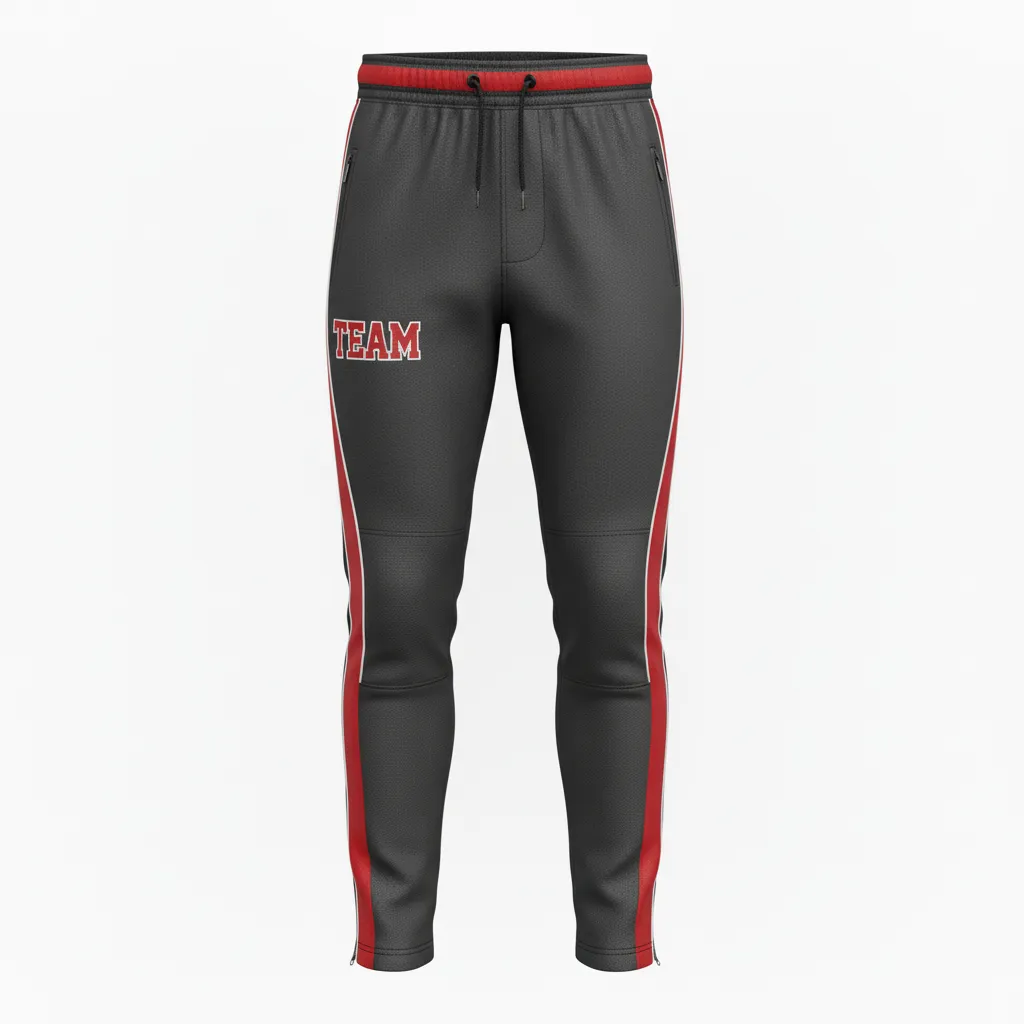 Custom Rugby Jogger Pant - Red, White - Custom Rugby Jogger Pant All Blacks Athletic - Front View - HAMCO Sports Inc.