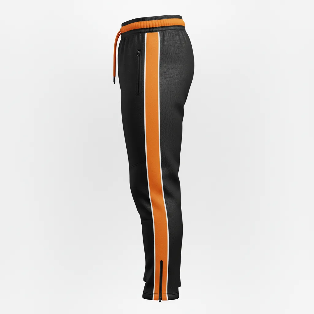 Custom Rugby Jogger Pant - Orange, White - Custom Rugby Jogger Pant All Blacks - Side View - HAMCO Sports Inc.