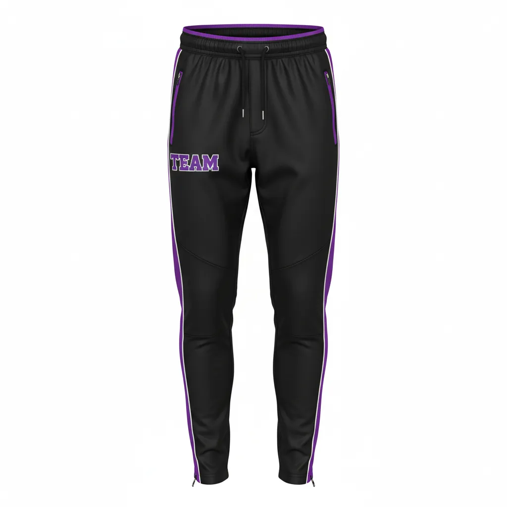 Custom Rugby Jogger Pant - Purple, White - Custom Rugby Jogger Pant All Blacks - Front View - HAMCO Sports Inc.