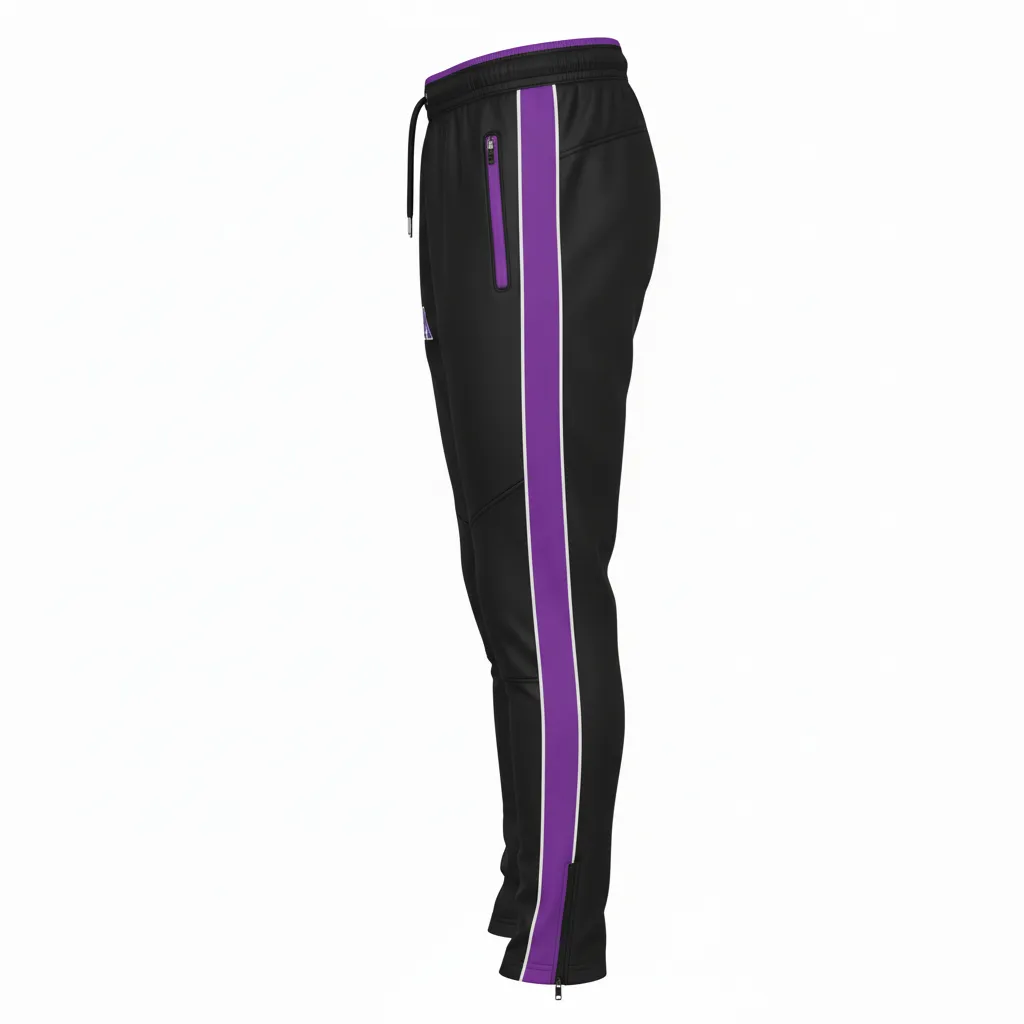 Custom Rugby Jogger Pant - Purple, White - Custom Rugby Jogger Pant All Blacks - Side View - HAMCO Sports Inc.