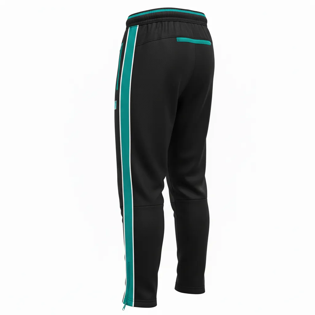 Custom Rugby Jogger Pant - White - Custom Rugby Jogger Pant All Blacks Teal - Back View - HAMCO Sports Inc.