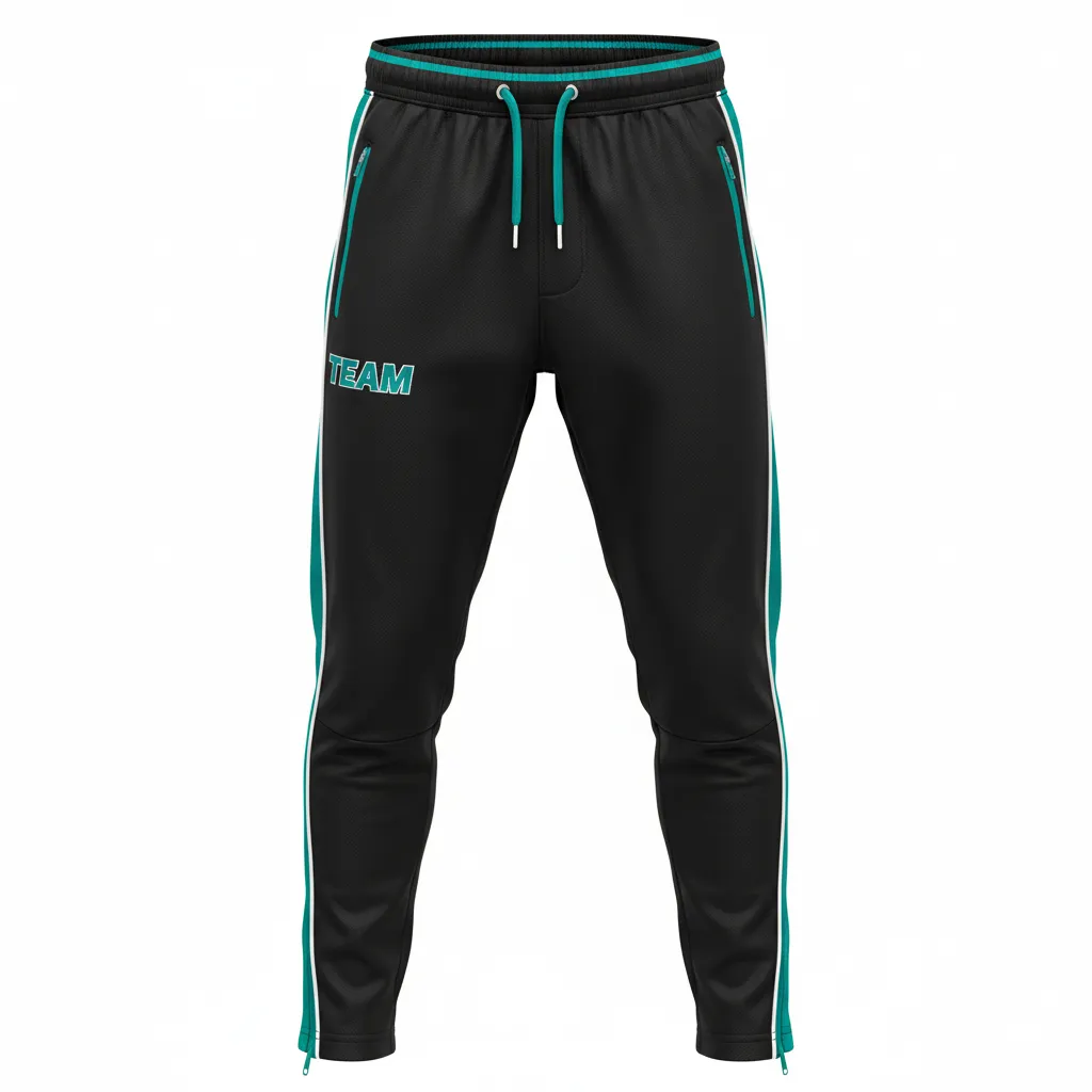 Custom Rugby Jogger Pant - White - Custom Rugby Jogger Pant All Blacks Teal - Front View - HAMCO Sports Inc.