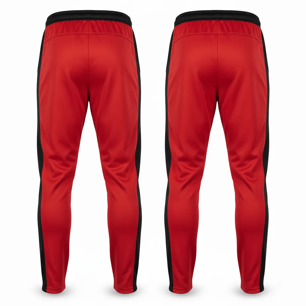 Custom Rugby Jogger Pant - Red, White - Custom Rugby Jogger Pant Athletic All Blacks - Back View - HAMCO Sports Inc.