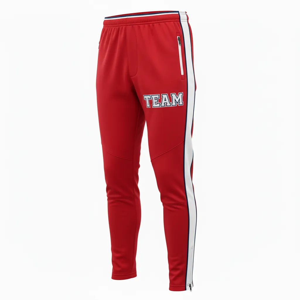 Custom Rugby Jogger Pant - Red, White, Navy - Custom Rugby Jogger Pant Athletic - Front View - HAMCO Sports Inc.