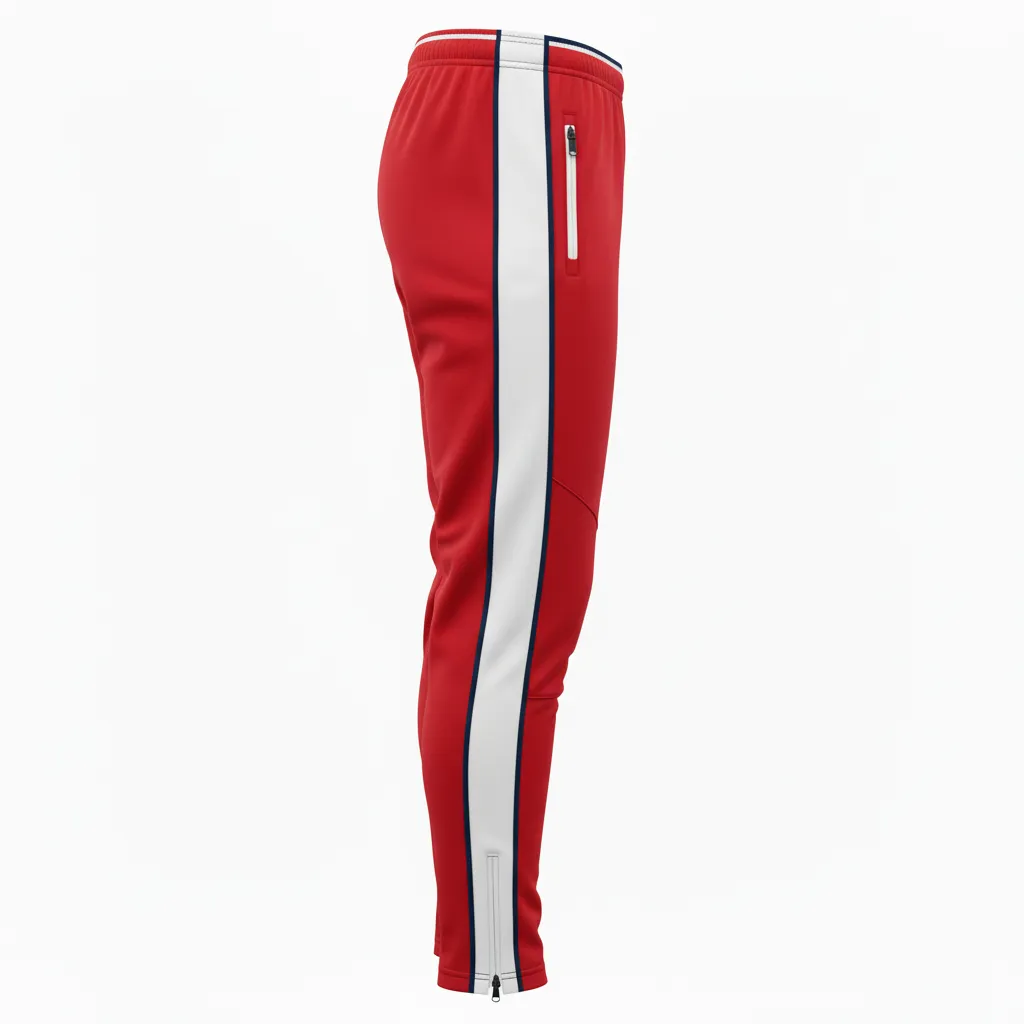 Custom Rugby Jogger Pant - Red, White, Navy - Custom Rugby Jogger Pant Athletic - Side View - HAMCO Sports Inc.