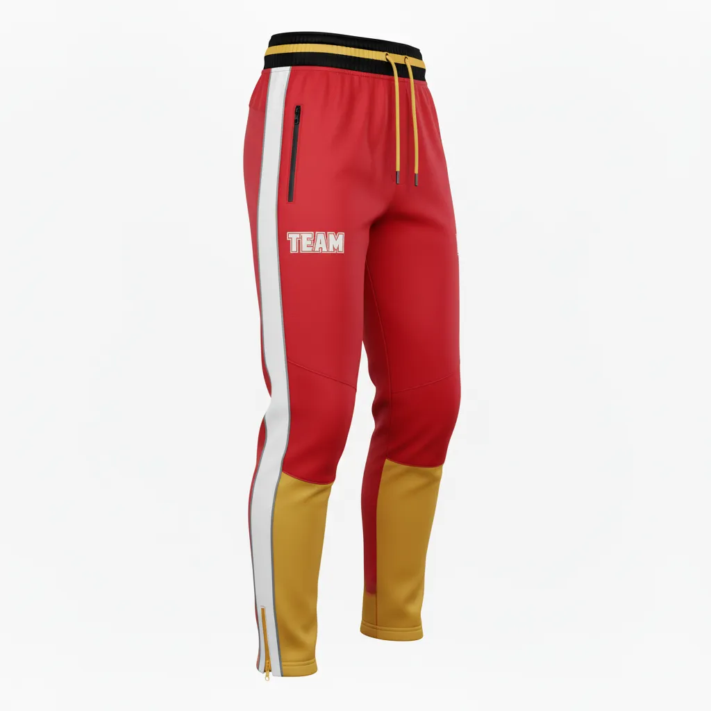 Custom Rugby Jogger Pant - Burgundy, Gold, White - Custom Rugby Jogger Pant Vegas - Front View - HAMCO Sports Inc.