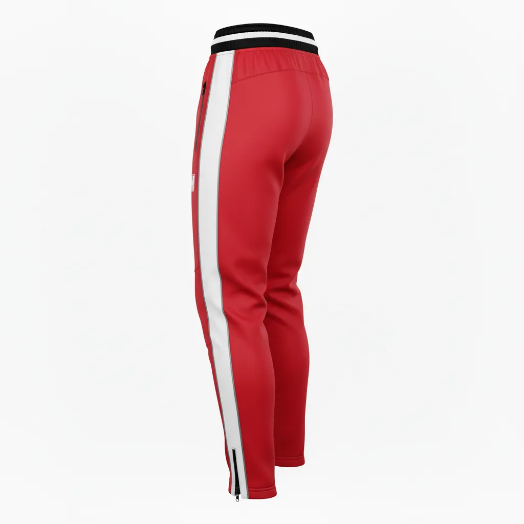 Custom Rugby Jogger Pant - White, Silver - Custom Rugby Jogger Pant Cardinal - Back View - HAMCO Sports Inc.
