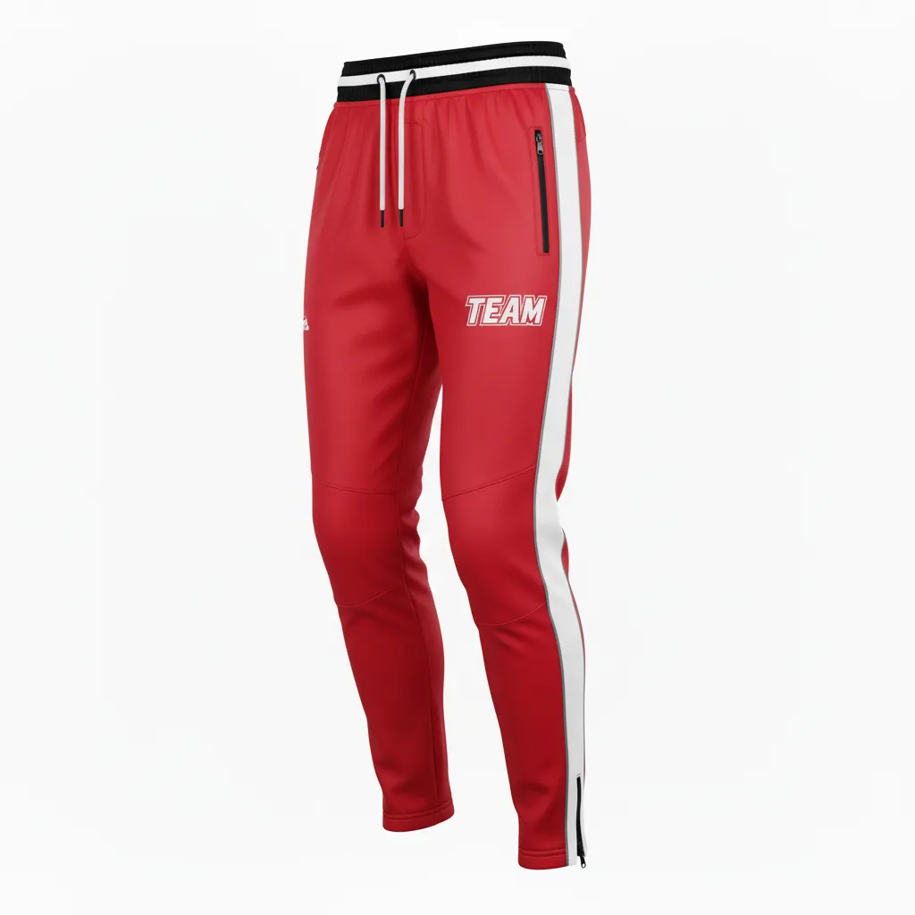 Custom Rugby Jogger Pant - White, Silver - Custom Rugby Jogger Pant Cardinal - Front View - HAMCO Sports Inc.