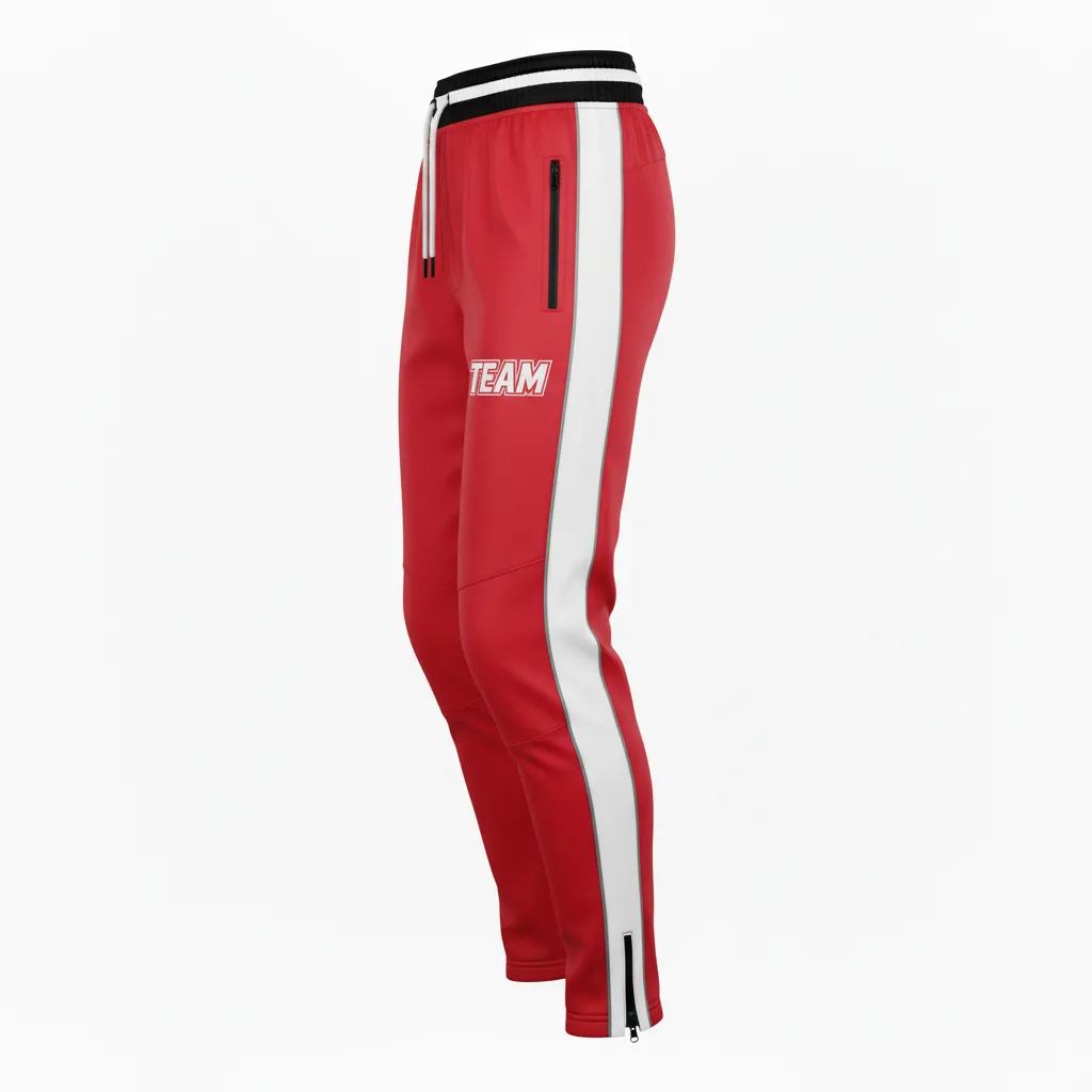 Custom Rugby Jogger Pant - White, Silver - Custom Rugby Jogger Pant Cardinal - Side View - HAMCO Sports Inc.
