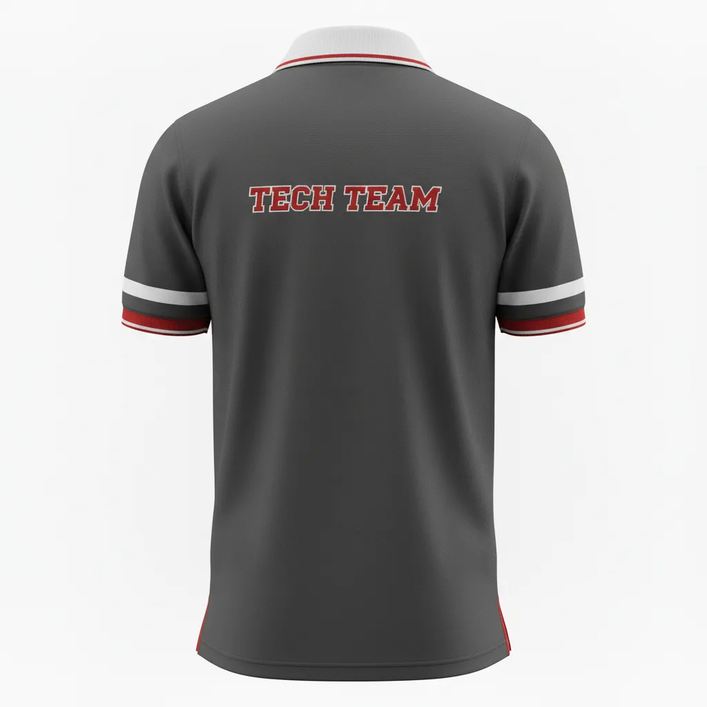 Custom Rugby Polo Shirt - Red, White - Custom Rugby Polo Shirt All Blacks Athletic - Back View - HAMCO Sports Inc.