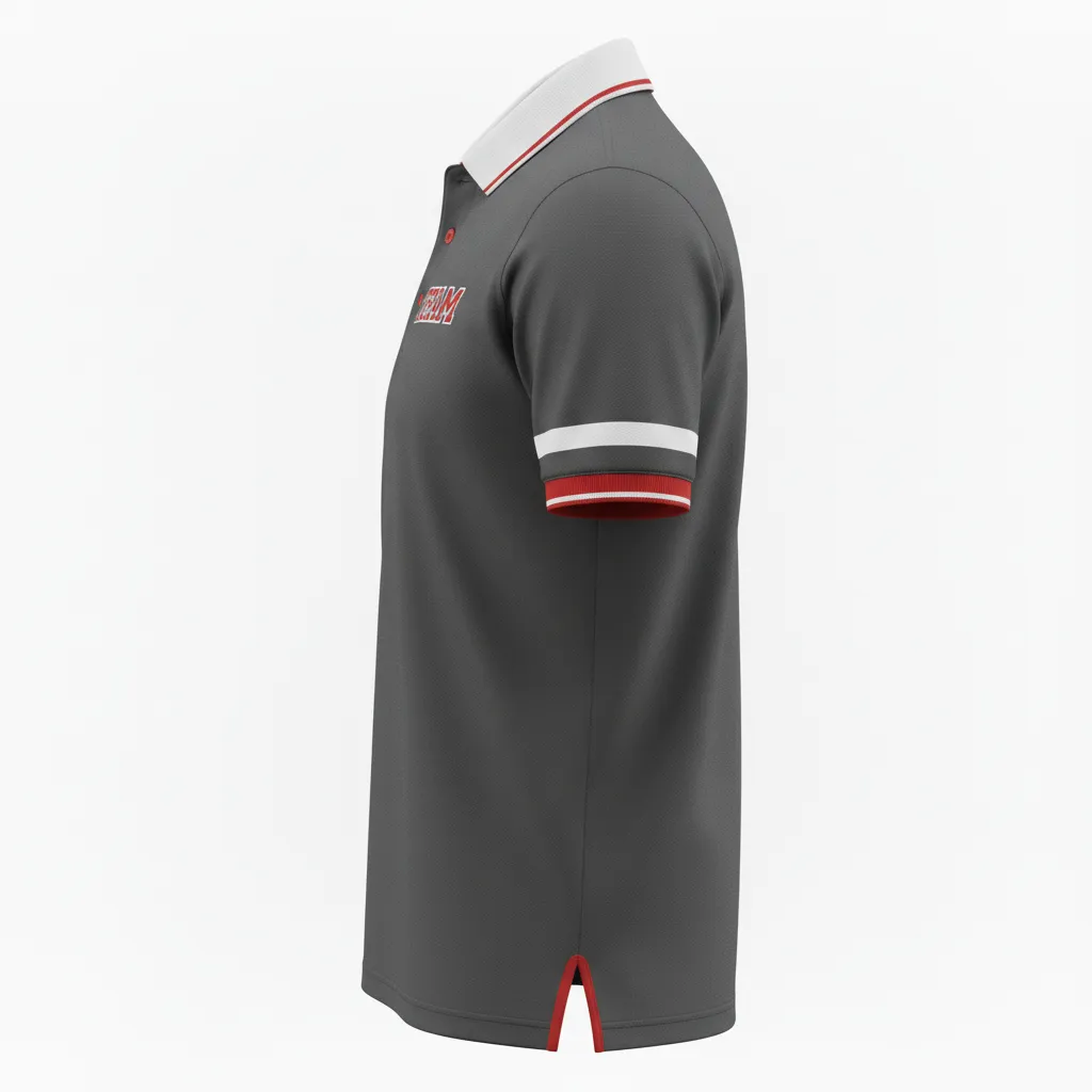 Custom Rugby Polo Shirt - Red, White - Custom Rugby Polo Shirt All Blacks Athletic - Side View - HAMCO Sports Inc.
