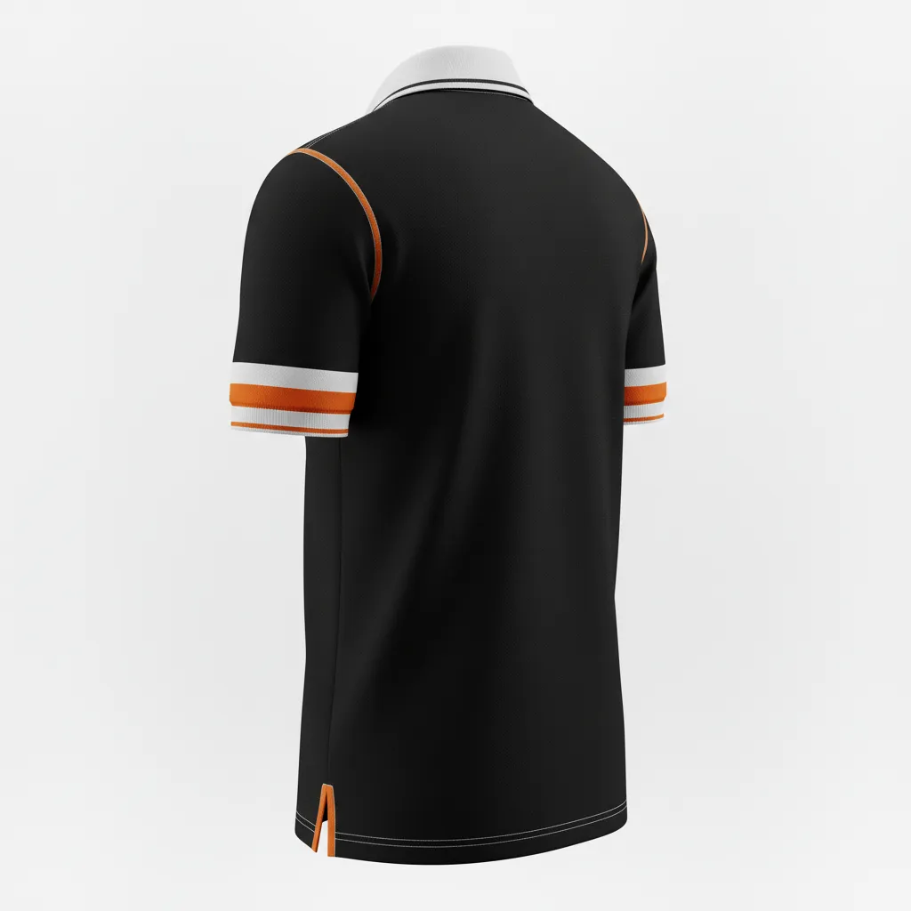 Custom Rugby Polo Shirt - Orange, White - Custom Rugby Polo Shirt All Blacks - Back View - HAMCO Sports Inc.