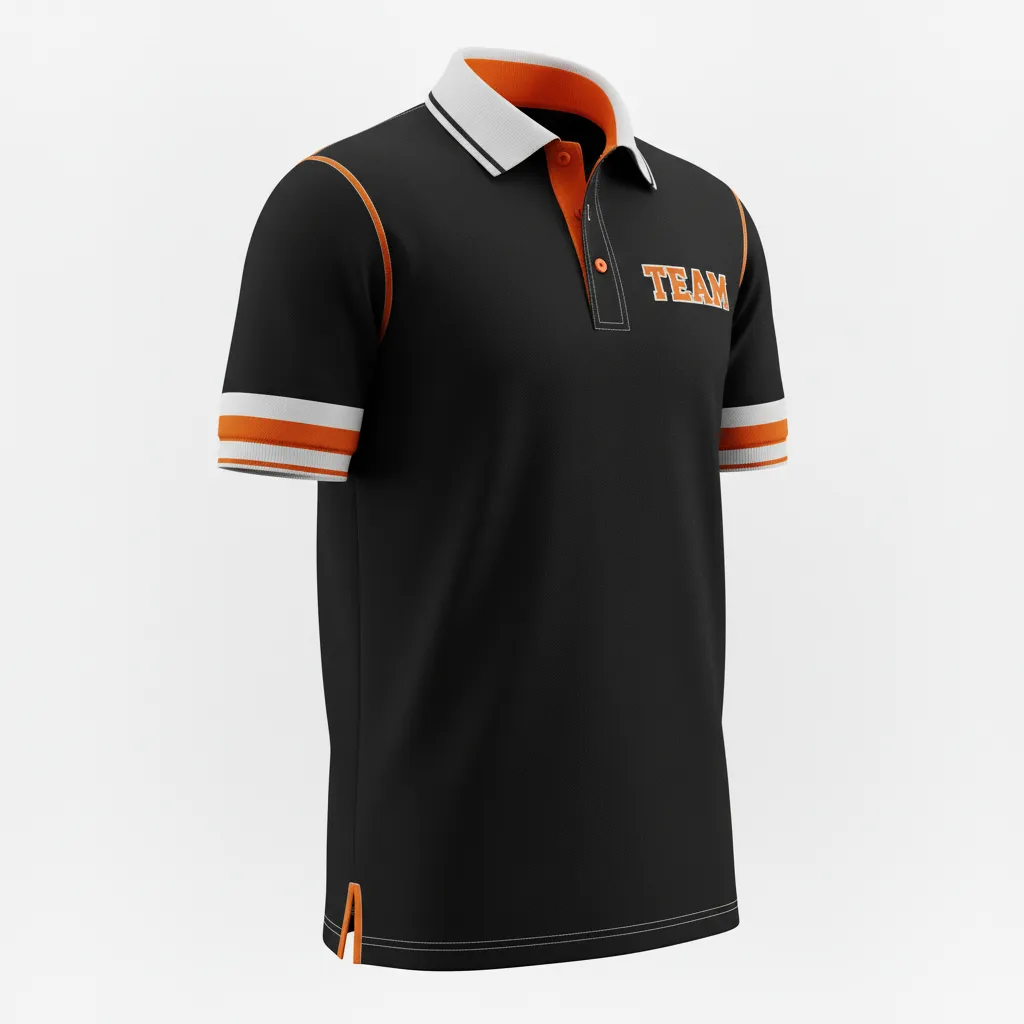 Custom Rugby Polo Shirt - Orange, White - Custom Rugby Polo Shirt All Blacks - Front View - HAMCO Sports Inc.
