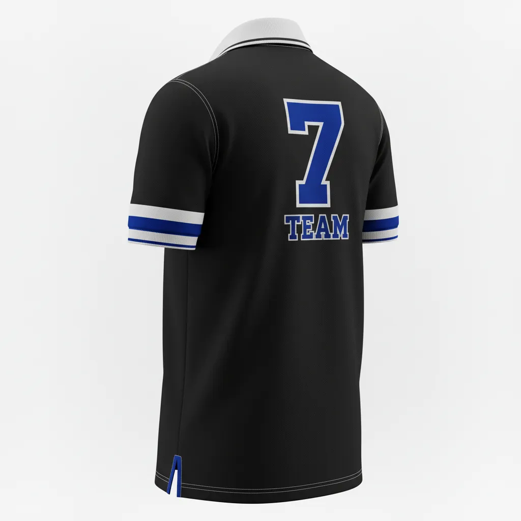 Custom Rugby Polo Shirt - Blue, White - Custom Rugby Polo Shirt All Blacks Royal - Back View - HAMCO Sports Inc.