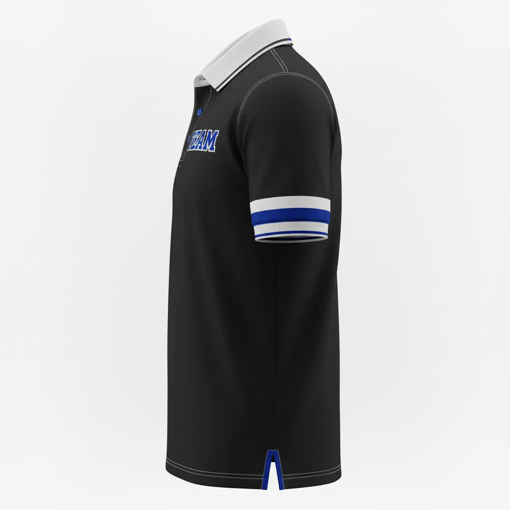 Custom Rugby Polo Shirt - Blue, White - Custom Rugby Polo Shirt All Blacks Royal - Side View - HAMCO Sports Inc.
