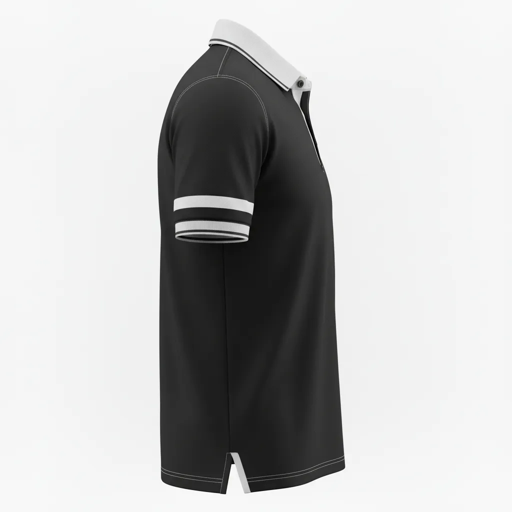 Custom Rugby Polo Shirt - Silver, White - Custom Rugby Polo Shirt All Blacks - Side View - HAMCO Sports Inc.