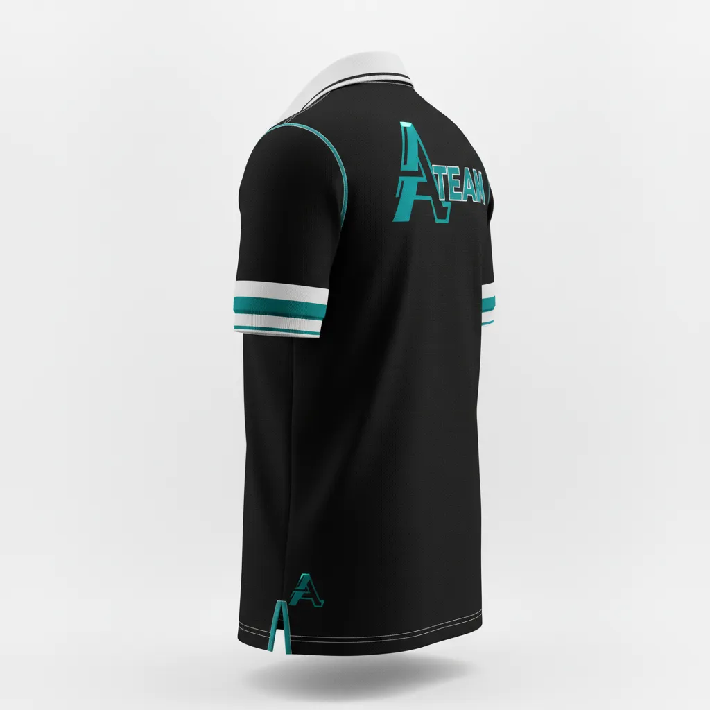 Custom Rugby Polo Shirt - White - Custom Rugby Polo Shirt All Blacks Teal - Back View - HAMCO Sports Inc.