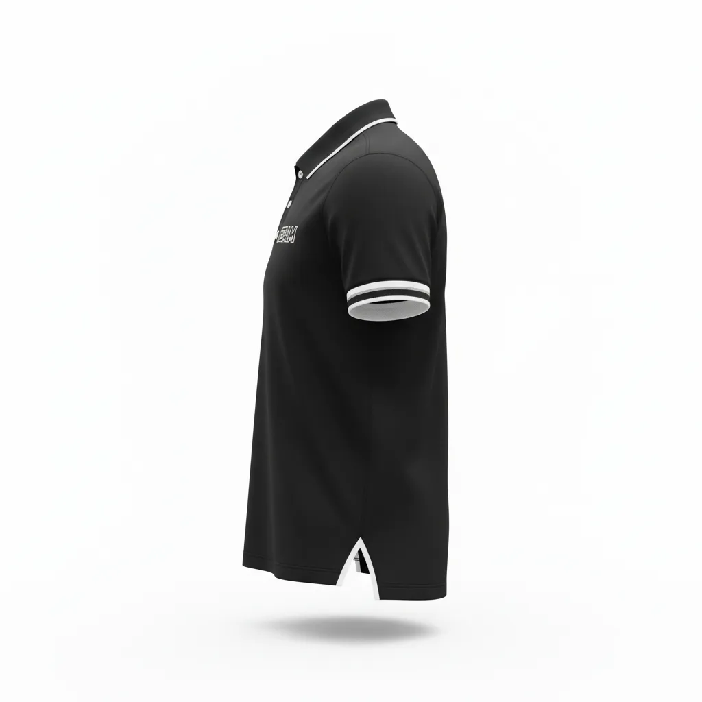 Custom Rugby Polo Shirt - White, Silver - Custom Rugby Polo Shirt All Blacks - Side View - HAMCO Sports Inc.