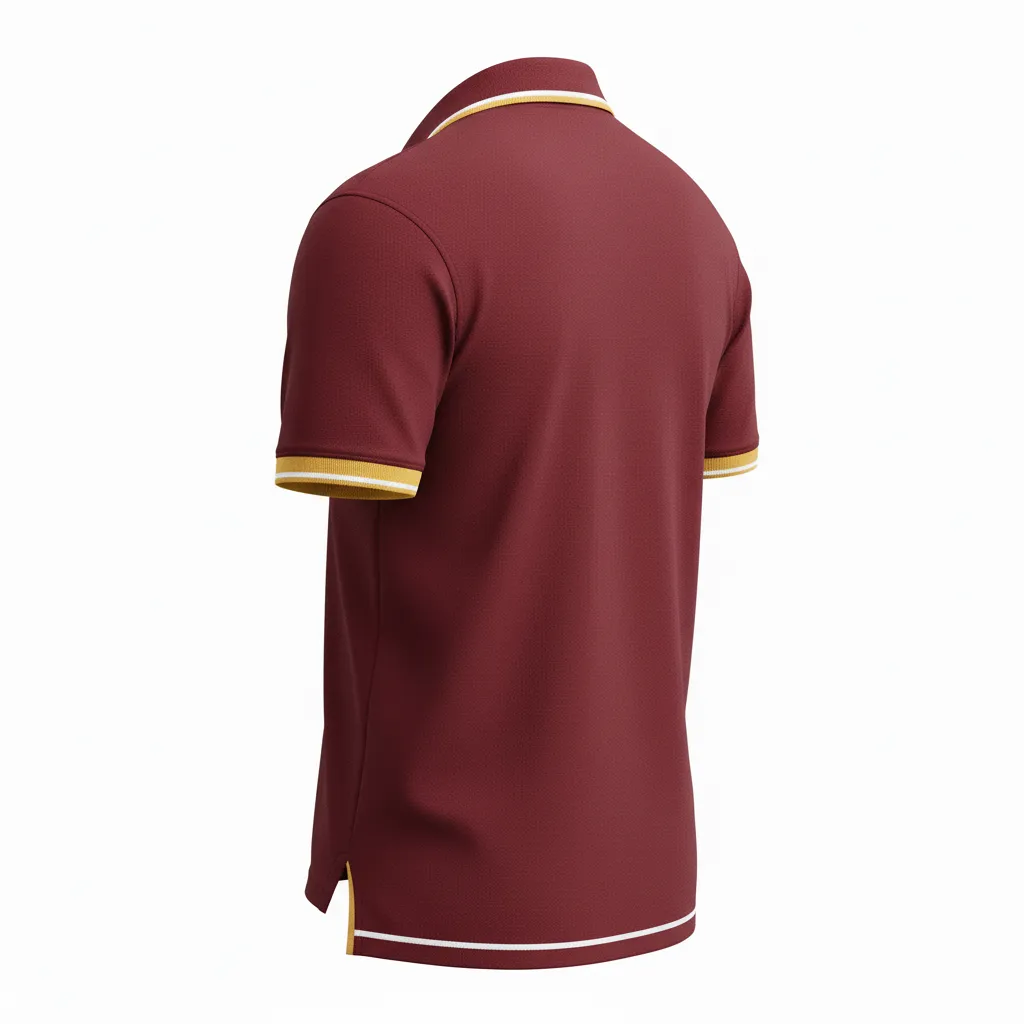 Custom Rugby Polo Shirt - Burgundy, Gold, White - Custom Rugby Polo Shirt Vegas - Back View - HAMCO Sports Inc.