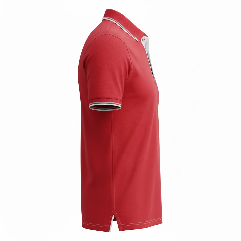 Custom Rugby Polo Shirt - White, Silver - Custom Rugby Polo Shirt Cardinal - Side View - HAMCO Sports Inc.