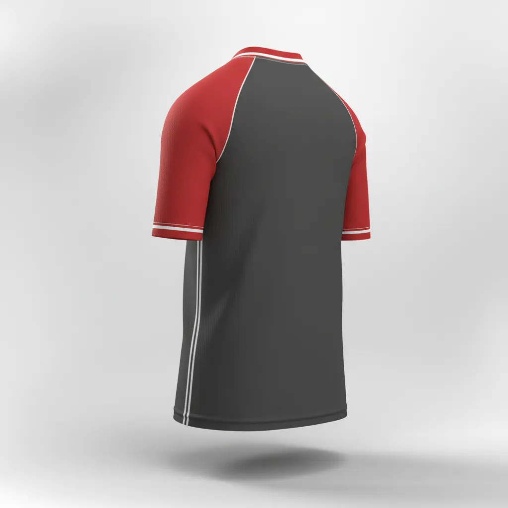 Custom Rugby Practice Jersey - Red, White - Custom Rugby Practice Jersey All Blacks Athletic - Back View - HAMCO Sports Inc.
