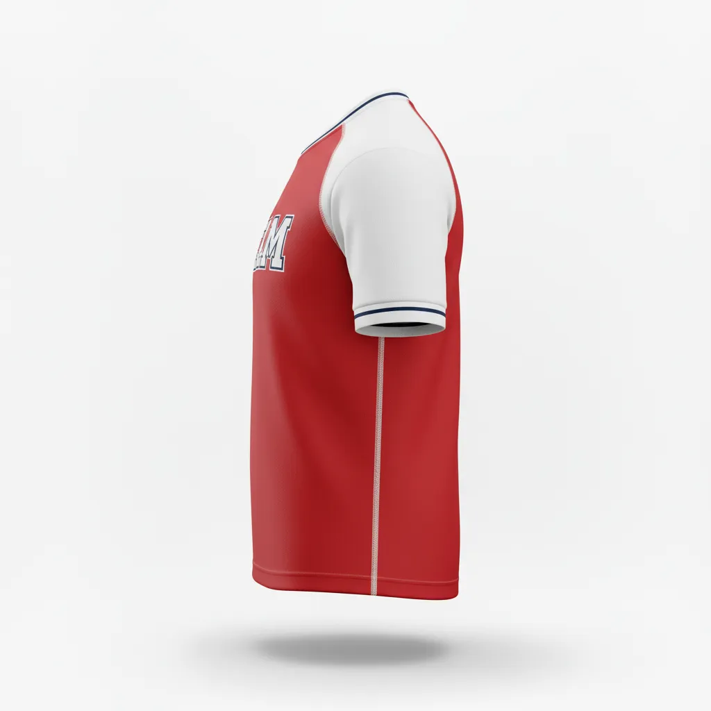 Custom Rugby Practice Jersey - Red, White, Navy - Custom Rugby Practice Jersey Athletic - Side View - HAMCO Sports Inc.