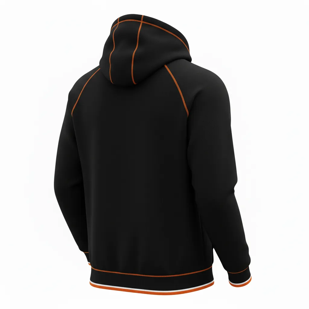 Custom Rugby Pullover Hoodie - Orange, White - Custom Rugby Pullover Hoodie All Blacks - Back View - HAMCO Sports Inc.