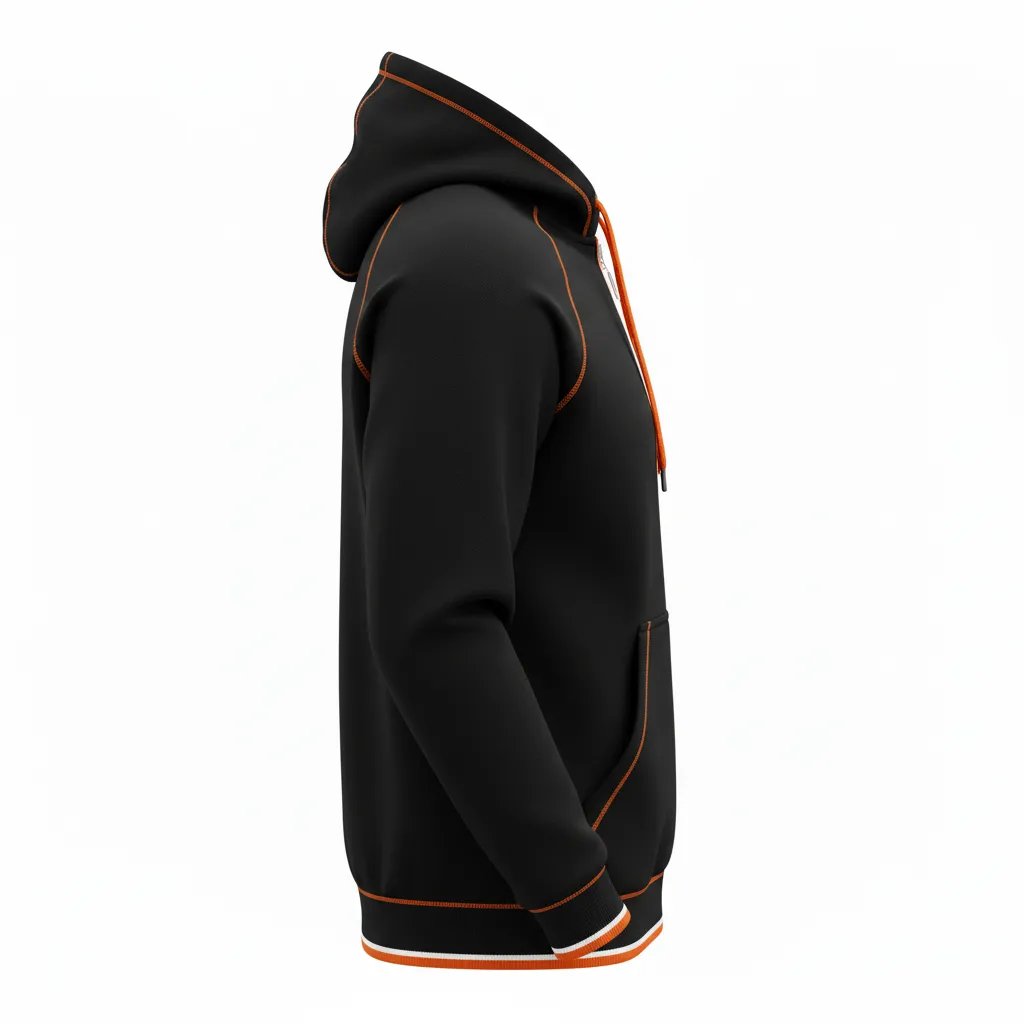 Custom Rugby Pullover Hoodie - Orange, White - Custom Rugby Pullover Hoodie All Blacks - Side View - HAMCO Sports Inc.