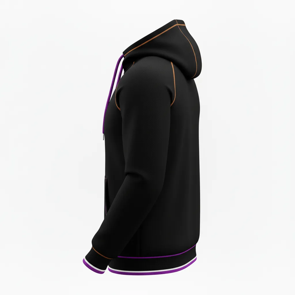 Custom Rugby Pullover Hoodie - Purple, White - Custom Rugby Pullover Hoodie All Blacks - Back View - HAMCO Sports Inc.