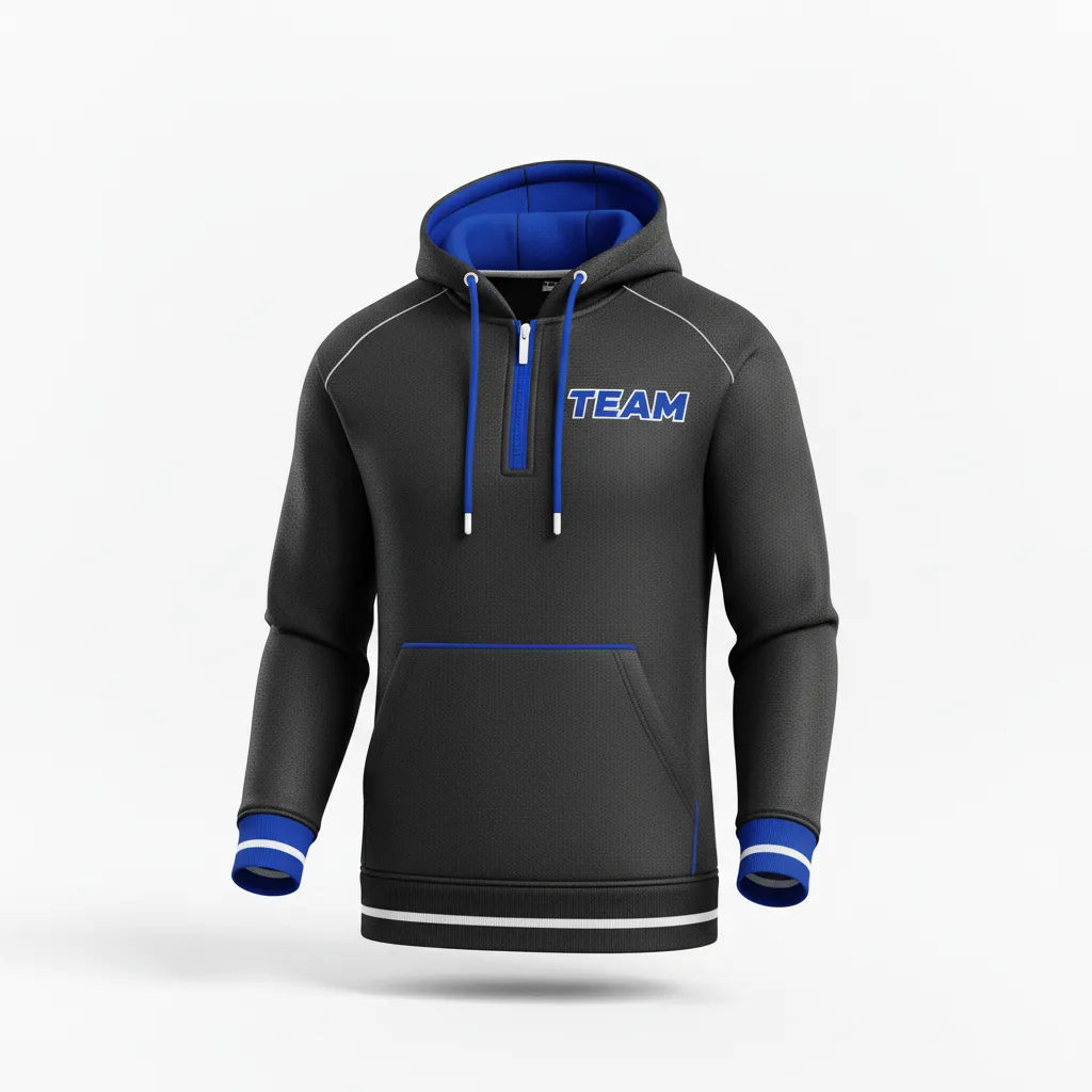 Custom Rugby Pullover Hoodie - Blue, White - Custom Rugby Pullover Hoodie All Blacks Royal - Front View - HAMCO Sports Inc.