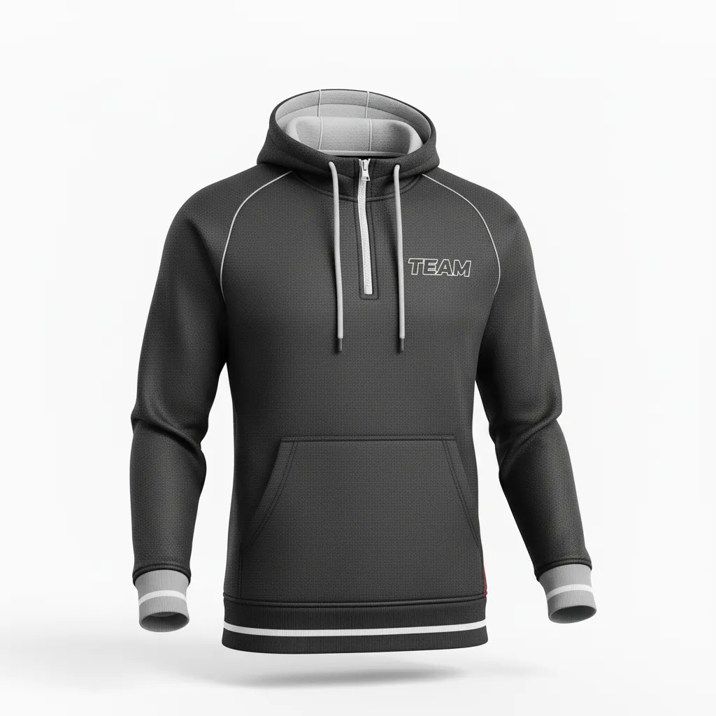 Custom Rugby Pullover Hoodie - Silver, White - Custom Rugby Pullover Hoodie All Blacks - Front View - HAMCO Sports Inc.