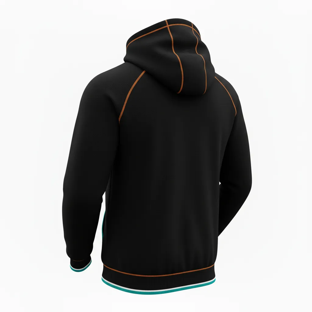 Custom Rugby Pullover Hoodie - White - Custom Rugby Pullover Hoodie All Blacks Teal - Back View - HAMCO Sports Inc.
