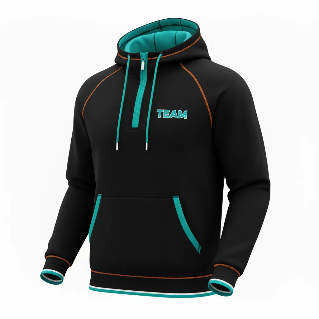Custom Rugby Pullover Hoodie - White - Custom Rugby Pullover Hoodie All Blacks Teal - Front View - HAMCO Sports Inc.
