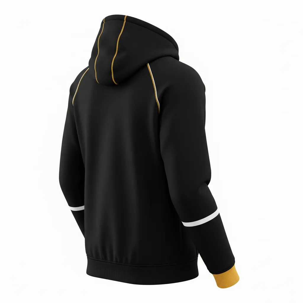 Custom Rugby Pullover Hoodie - Gold, White - Custom Rugby Pullover Hoodie All Blacks Vegas - Back View - HAMCO Sports Inc.