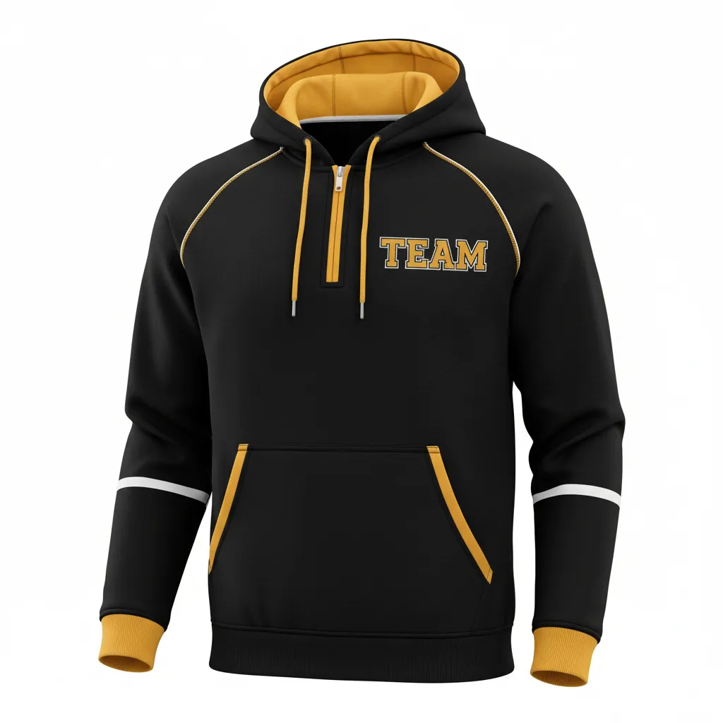 Custom Rugby Pullover Hoodie - Gold, White - Custom Rugby Pullover Hoodie All Blacks Vegas - Front View - HAMCO Sports Inc.