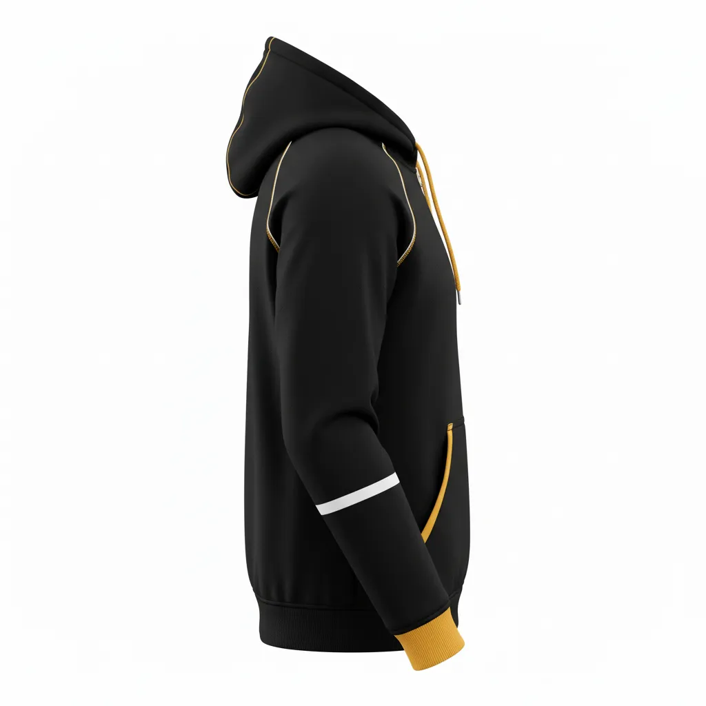 Custom Rugby Pullover Hoodie - Gold, White - Custom Rugby Pullover Hoodie All Blacks Vegas - Side View - HAMCO Sports Inc.