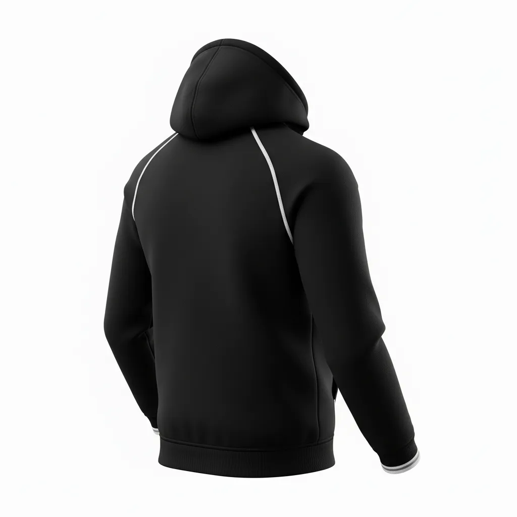 Custom Rugby Pullover Hoodie - White, Silver - Custom Rugby Pullover Hoodie All Blacks - Back View - HAMCO Sports Inc.